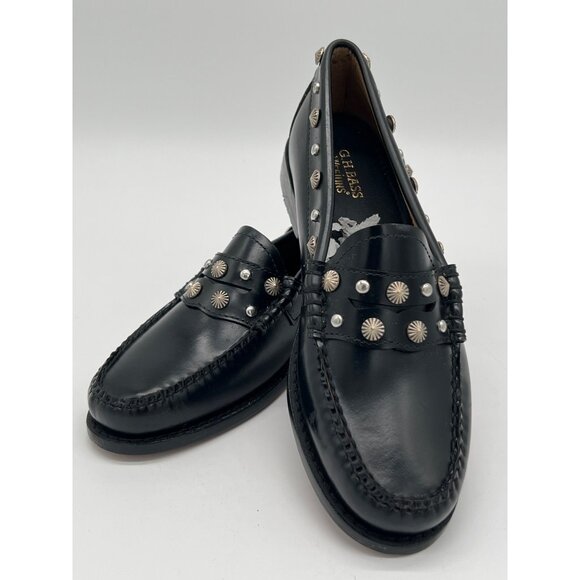 G.H. Bass Weejuns Womens Size 6M Black Studded Loafers Leather - Picture 1 of 12